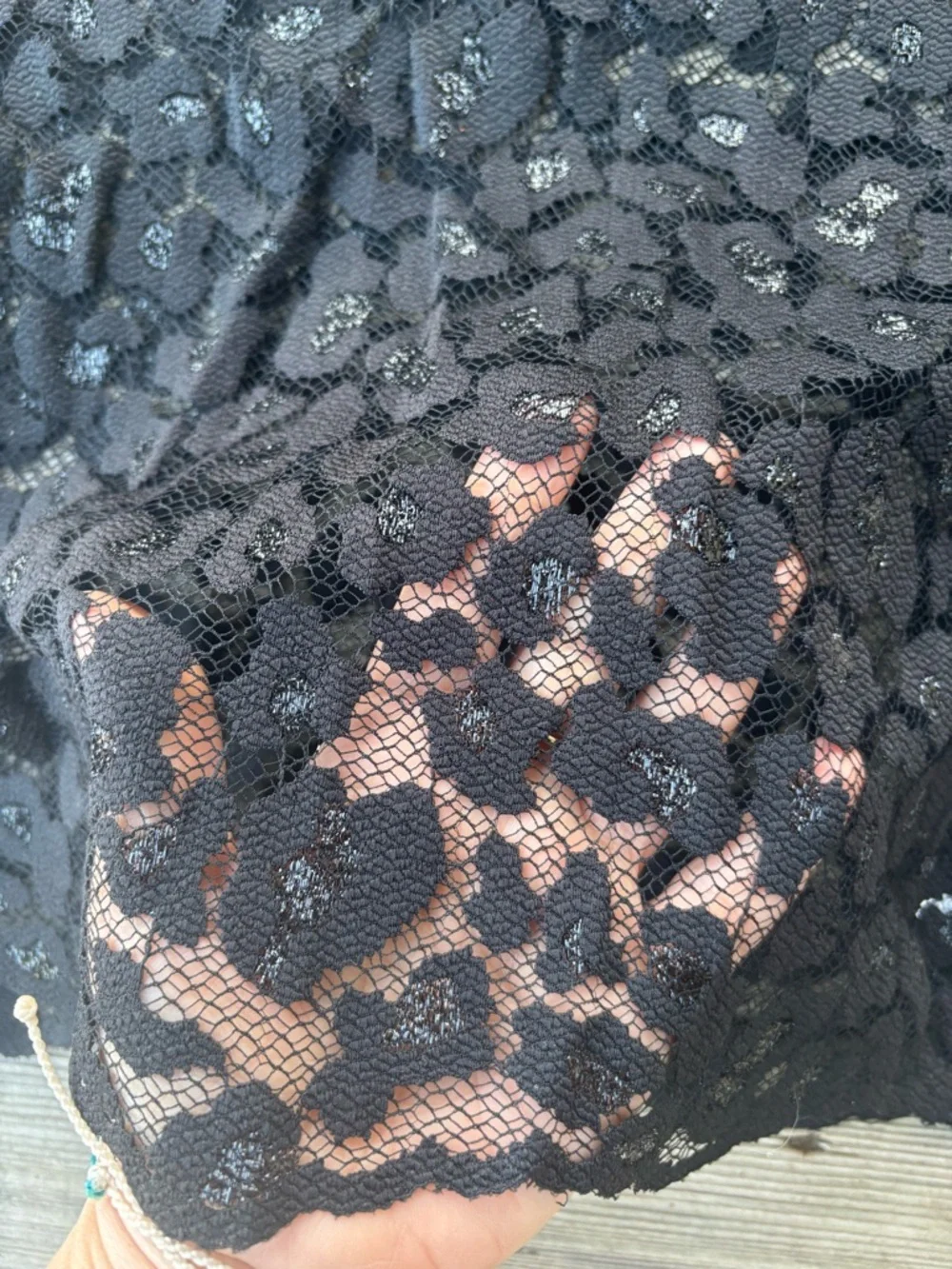 Zara Black Lace Sheer Cropped Top XS Floral 3/4 Sleeve NWT - Picture 4 of 11